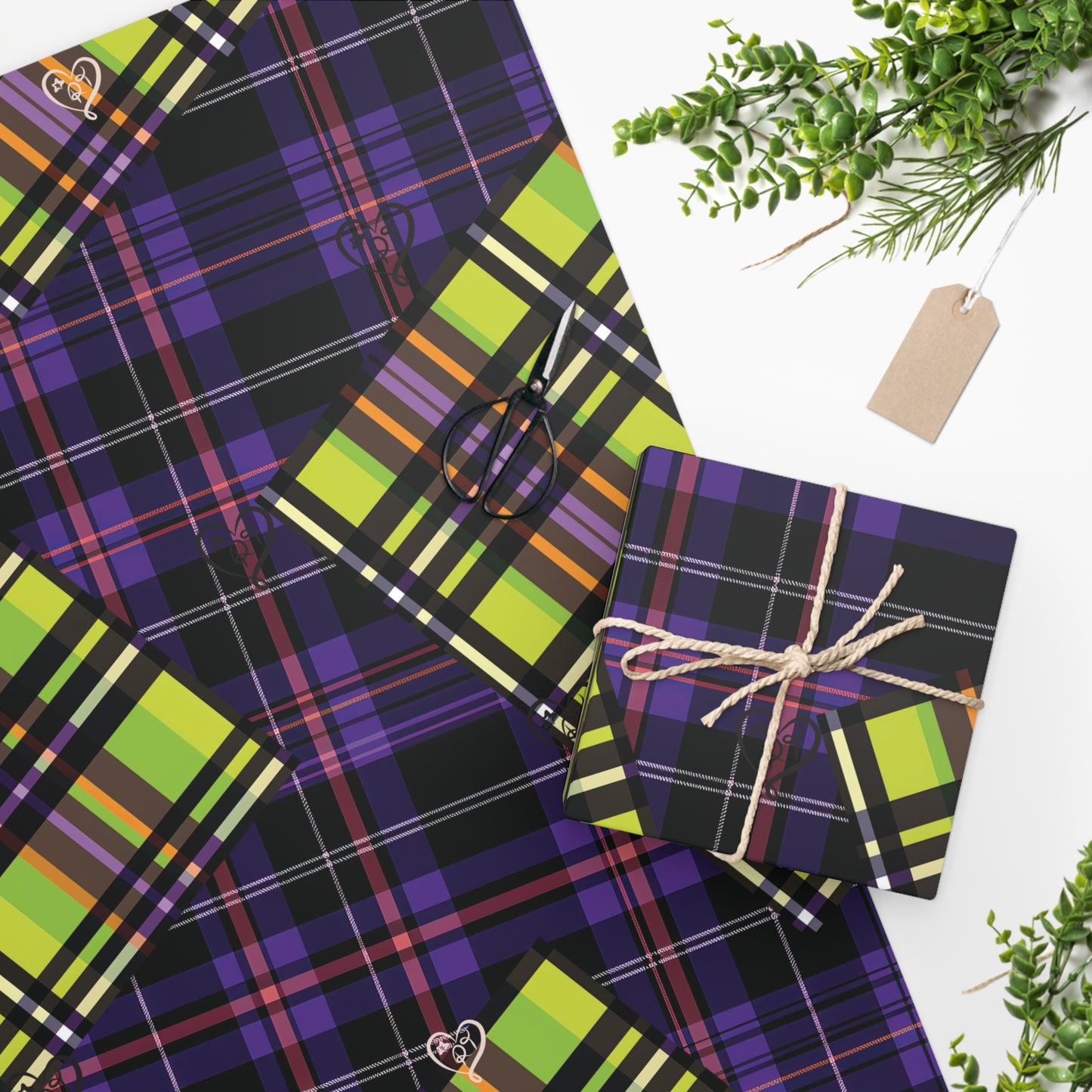 Mismatched Plaid (Purple & Green) Wrapping Paper