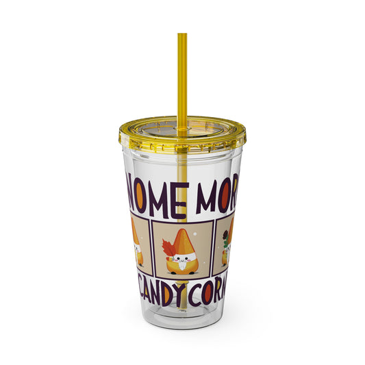 Gnome More Candy Corn Sunsplash Tumbler with Straw, 16oz