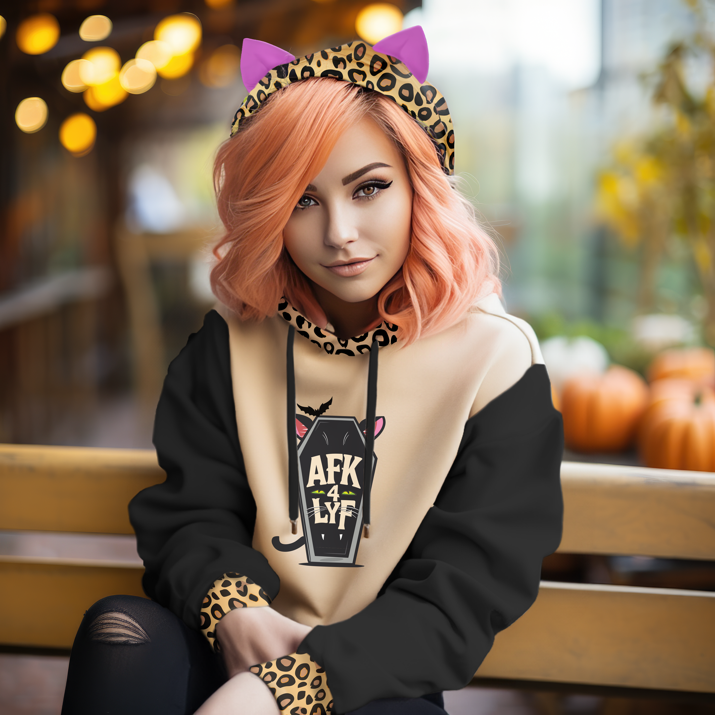 AFK 4 LYF (Cheetah) Women’s Hoodie With Cat Ears