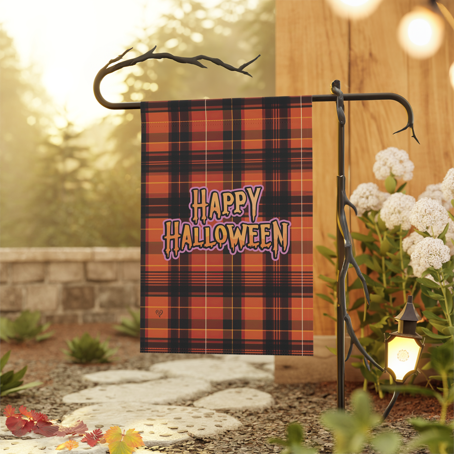 Happy Halloween Plaid Garden & House Banner